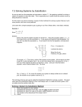 7.2 Solving Systems by Substitution