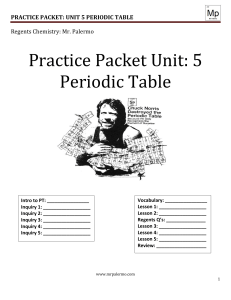Practice Packet Unit: 5 Periodic Table