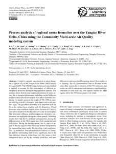 Process analysis of regional ozone formation over the Yangtze River