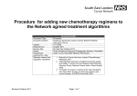 Procedure for adding new chemotherapy regimens to Network