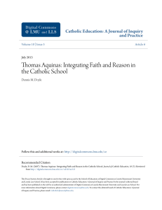 Thomas Aquinas: Integrating Faith and Reason in the Catholic School