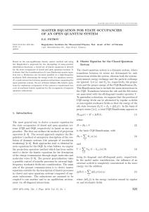 master equation for state occupancies of an open quantum system 121