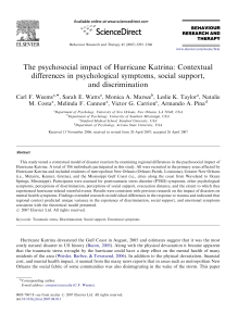 The psychosocial impact of Hurricane Katrina: Contextual