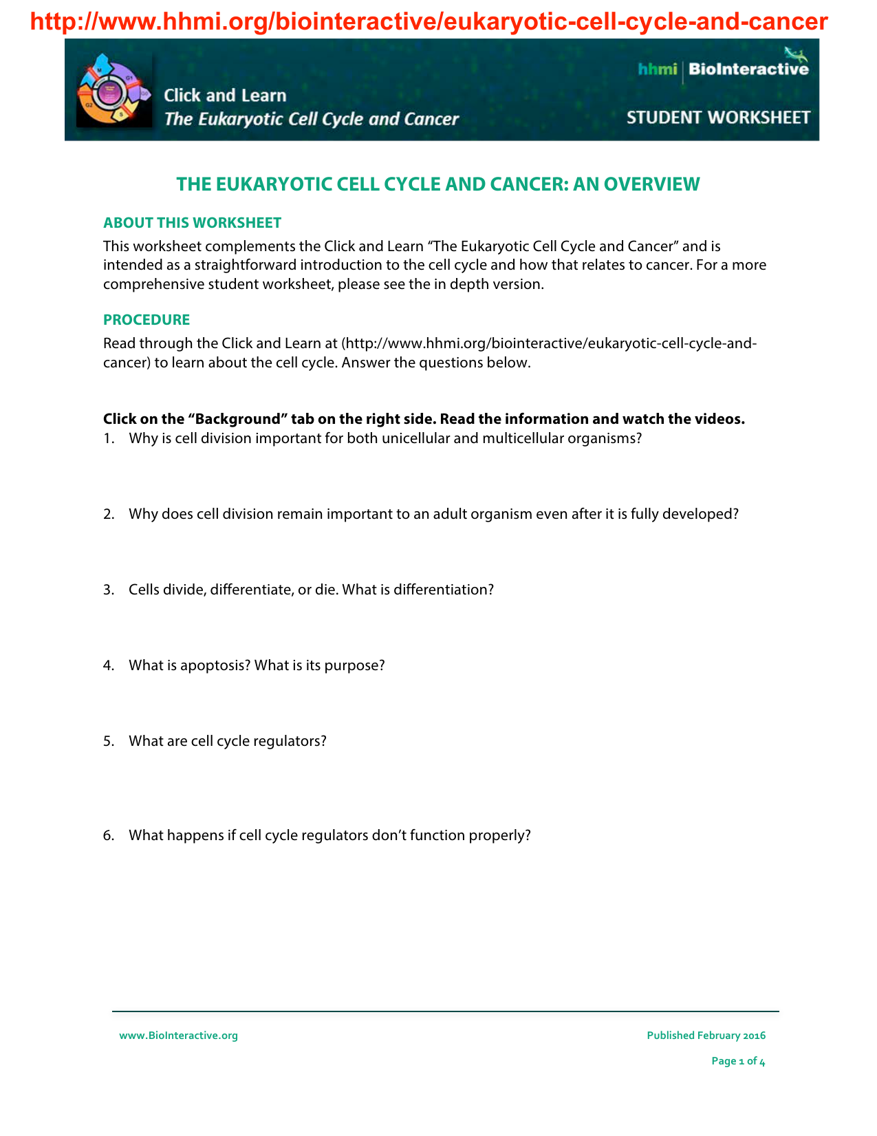 Http Www Hhmi Org Biointeractive Eukaryotic Cell Cycle And