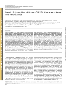 Genetic Polymorphism of Human CYP2E1