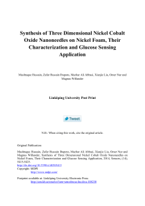 Synthesis of Three Dimensional Nickel Cobalt Oxide
