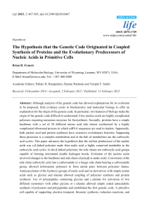 The Hypothesis that the Genetic Code Originated in Coupled