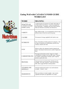 Canada`s Food Guide Word List