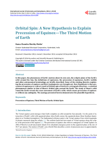 Orbital Spin: A New Hypothesis to Explain Precession of Equinox