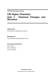 CfE Higher Chemistry Unit 1: Chemical Changes and Structure