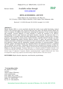 Bipolar Disorder: A Review - International Journal of Research in