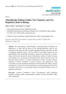 Thiosulfoxide (Sulfane) Sulfur: New Chemistry and New Regulatory