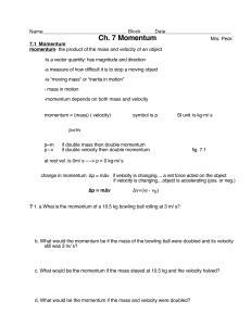 Ch 7 momentum notes