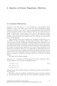 2. Systems of Linear Equations, Matrices