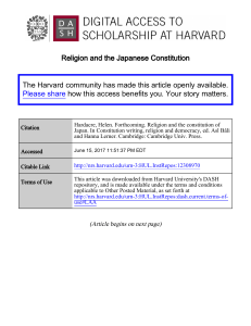 Religion and the Japanese Constitution The Harvard community has