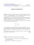 Solutions to Problem Set 1
