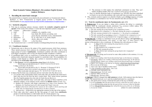 Basic Syntactic Notions (Handout 1, BA seminar English Syntax