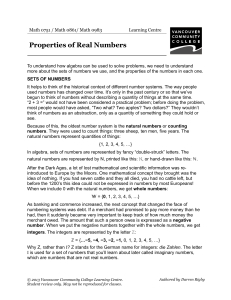 Real Numbers - VCC Library - Vancouver Community College
