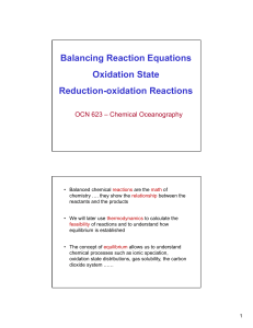 Balancing Reaction Equations Oxidation State Reduction