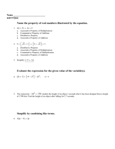 Name the property of real numbers illustrated by the equation