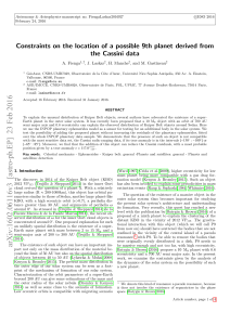 Constraints on the location of a possible 9th planet derived from the