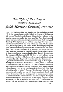 The cRsole of the <iArmy in Western Settlement Josiah Harmar`s