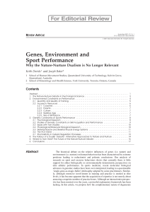 Genes, Environment and Sport Performance