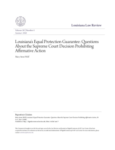 Louisiana`s Equal Protection Guarantee: Questions About the