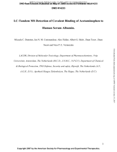 LC-Tandem MS Detection of Covalent Binding of Acetaminophen to