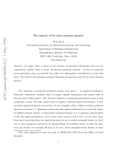 The capacity of the noisy quantum channel