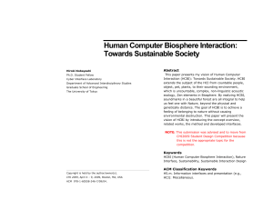 Human Computer Biosphere Interaction: Towards Sustainable Society