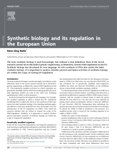 Synthetic Biology and its Regulation in the EU