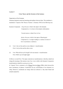 Lecture 5 X-bar Theory and the Structure of the Sentence