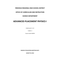 advanced placement physics i - Freehold Regional High School