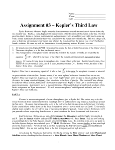 Kepler`s Third Law - Faculty Web Pages