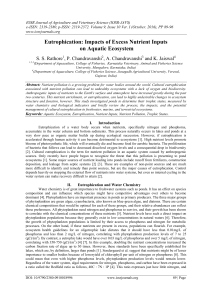 Eutrophication: Impacts of Excess Nutrient Inputs on Aquatic