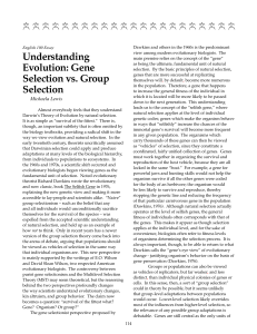 Understanding Evolution: Gene Selection vs. Group Selection