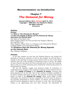 Chapter 7: The Demand for Money