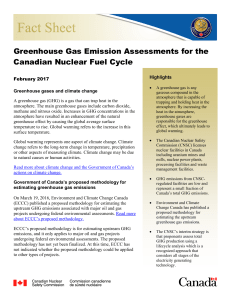 Greenhouse Gas Emission Assessments for the Canadian Nuclear