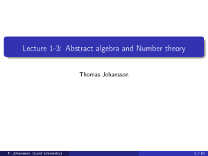 Lecture 1-3: Abstract algebra and Number theory