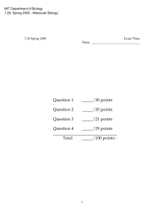 Question 1 _____/30 points Question 2 _____/20 points Question 3