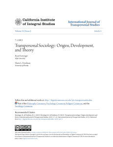 Transpersonal Sociology - Digital Commons @ CIIS