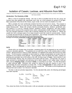 Isolation of Casein, Lactose and Albumin from Milk