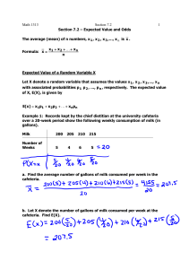 Math 1313 Section 7.2 1 Section 7.2 – Expected Value and Odds