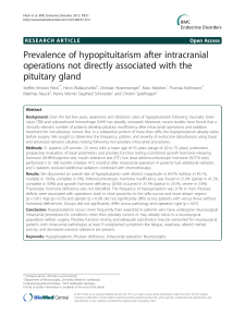 Prevalence of hypopituitarism after intracranial operations not