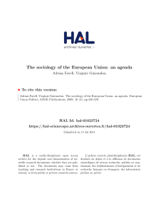 The sociology of the European Union: an agenda - Hal-SHS