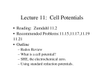 Lecture 11: Cell Potentials