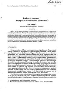 Stochastic processes I: Asymptotic behaviour and symmetries 1)