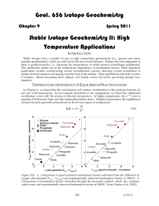 Stable Isotopes II High Temperature Applications