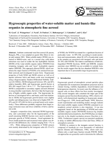 Hygroscopic properties of water-soluble matter and humic